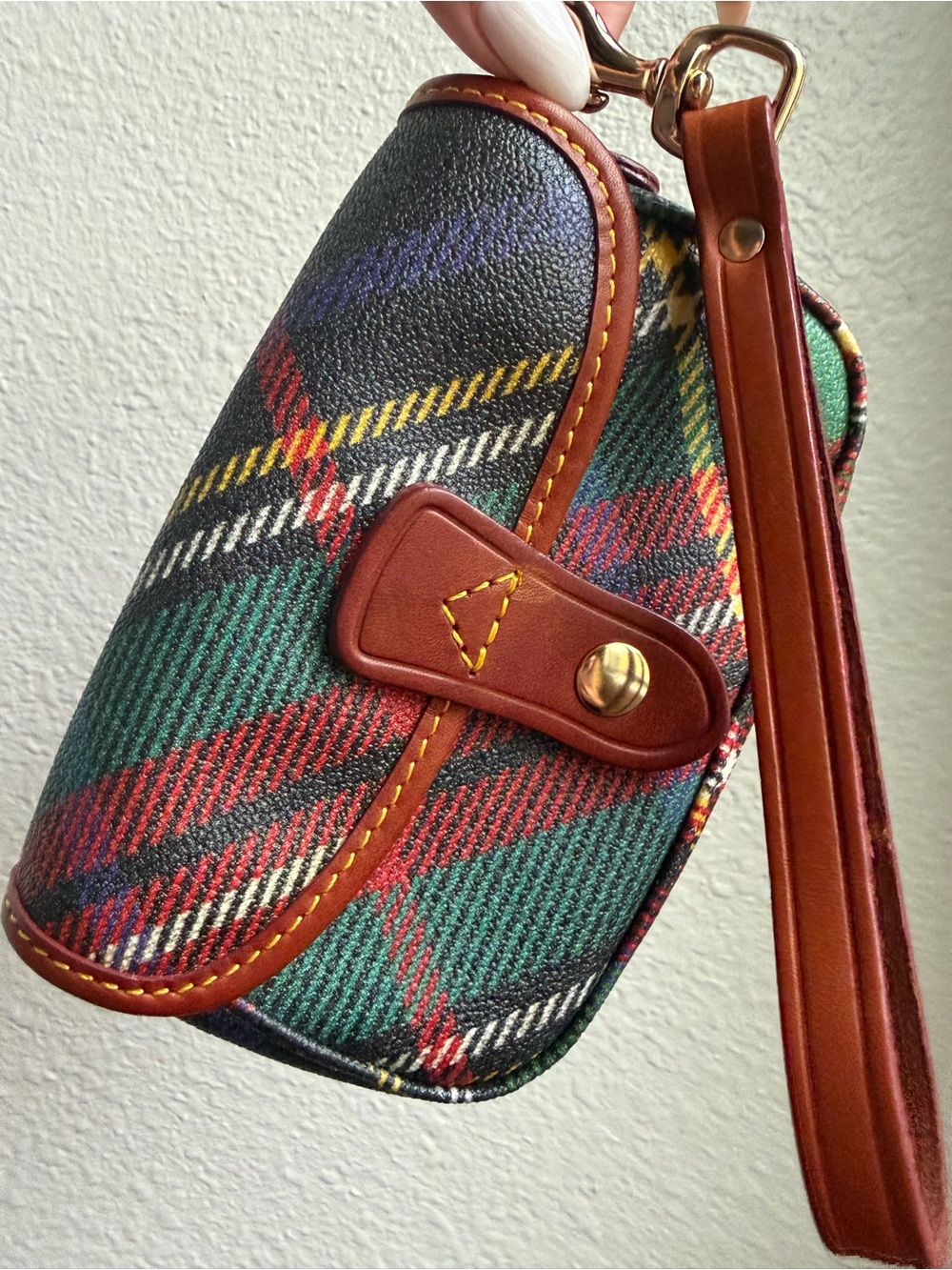 ❤️ Vintage Dooney & Bourke Tartan Plaid Wristlet Pouch Y2K Holiday Clutch